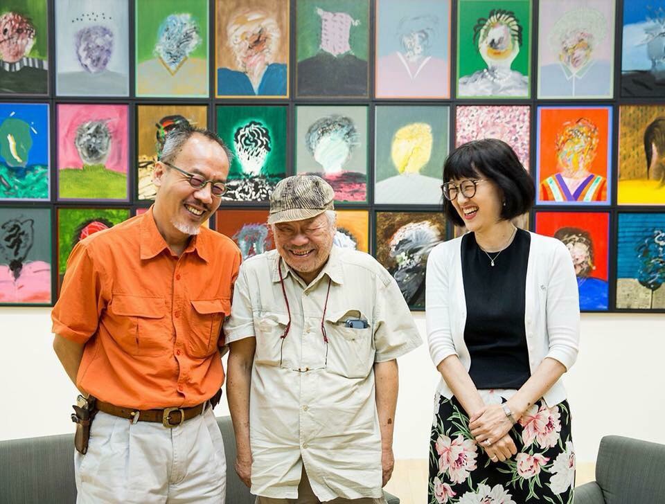 2018年台北市立美術館歷經首度休館，重新開館的首檔資深藝術家夏陽回顧展—觀遊趣開幕記者會的歡樂合影
